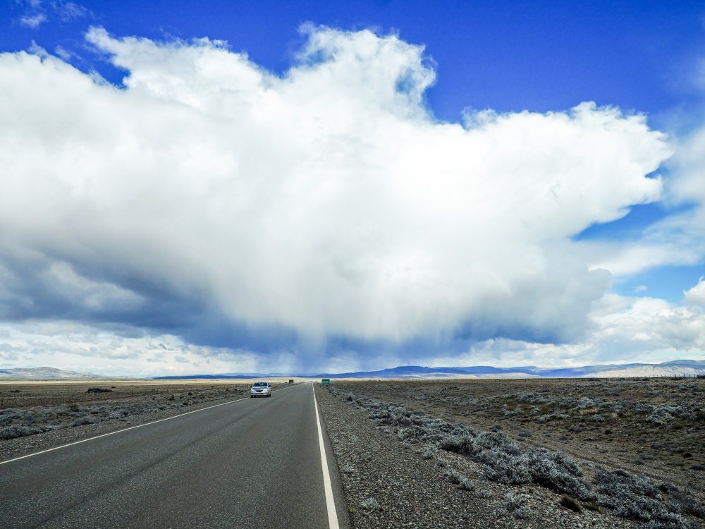 Rain clouds over Ruta 40 in Argentina